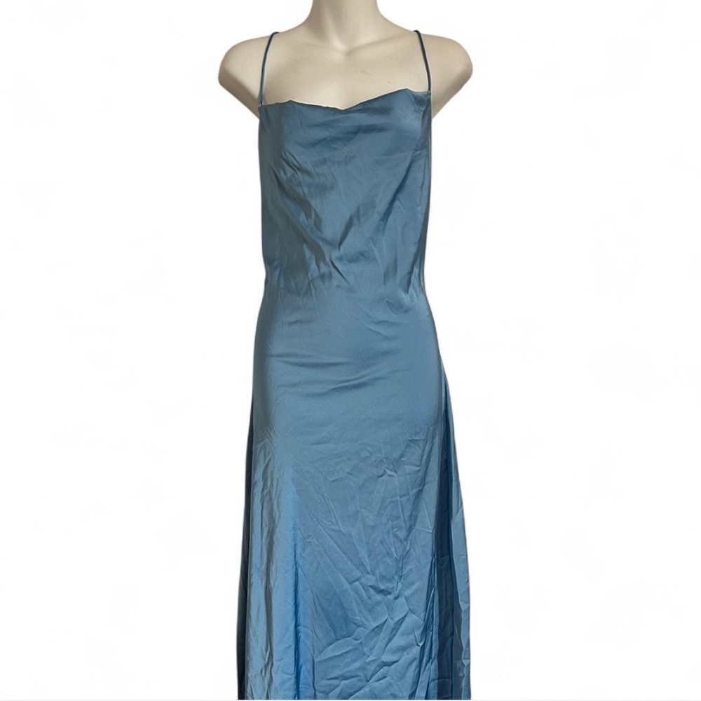 Blue maxi dress with cowl neck